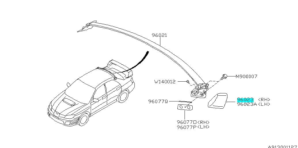 96023FE010PG Subaru Roof Spoiler Vane Cover L/H 2005-2007