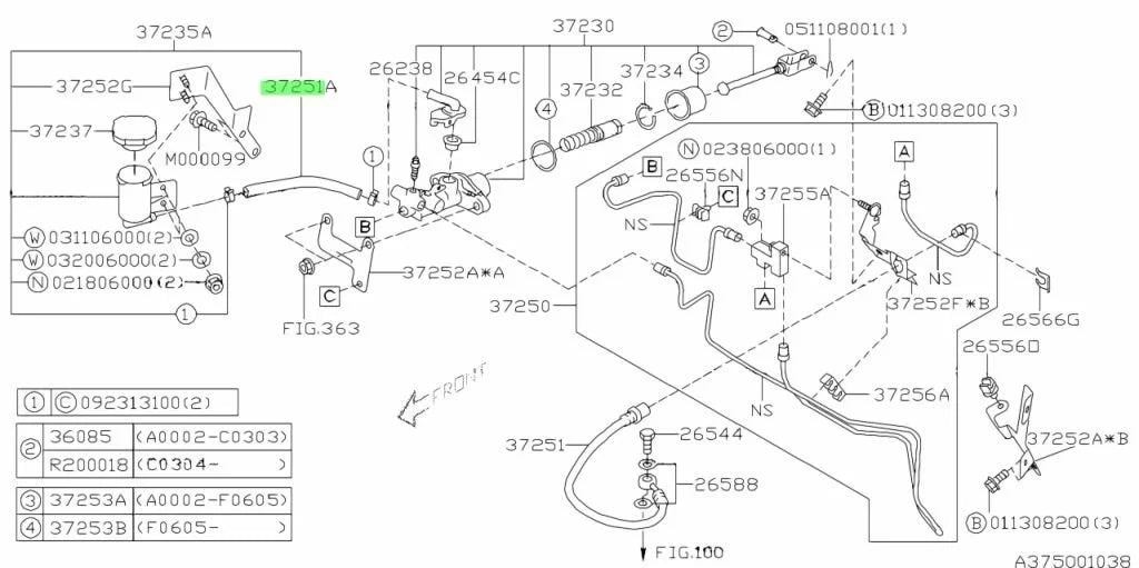 37251FE010 Subaru Clutch Hose 2001-2007