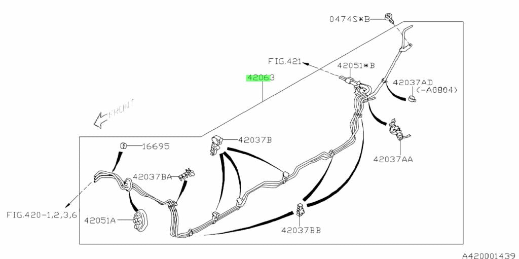 42063FG010 Subaru Fuel Line Centre 2007-2011