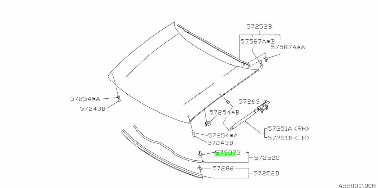 57536PA010 Subaru Radiator Panel Clip 2002-2007