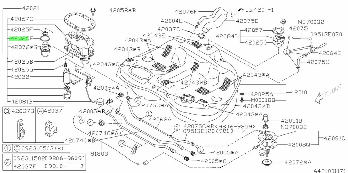 42025AE020 Subaru Intake Fuel Filter Large O Ring 1998-2003
