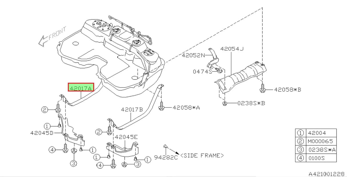 42017FE020 Subaru Fuel Tank Retaining Strap R/H 2004-2007