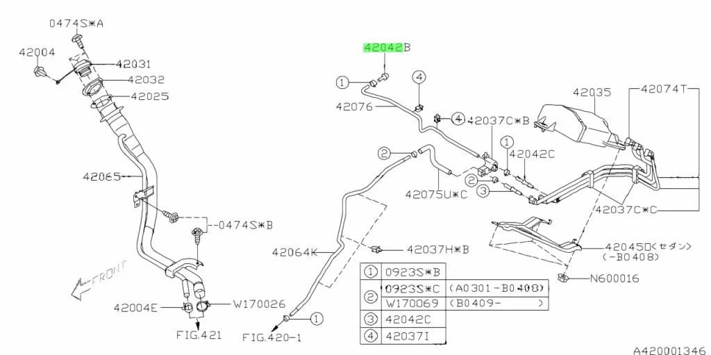 42042FE020 Subaru Fuel Drain Connector 2000-2008