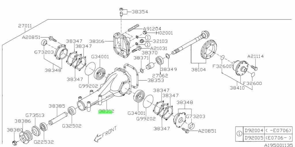 38312AA030 Subaru R180 Rear Diff Casing 1996-2015