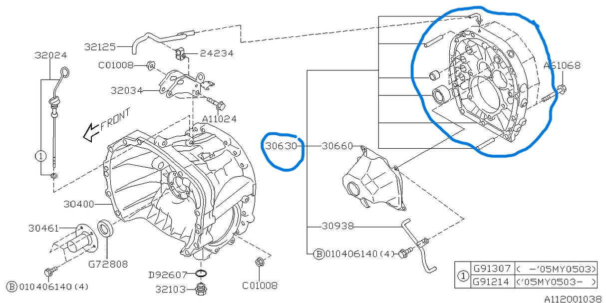 30630AA050 Subaru Gearbox Centre Plate Assembly 2005-2007