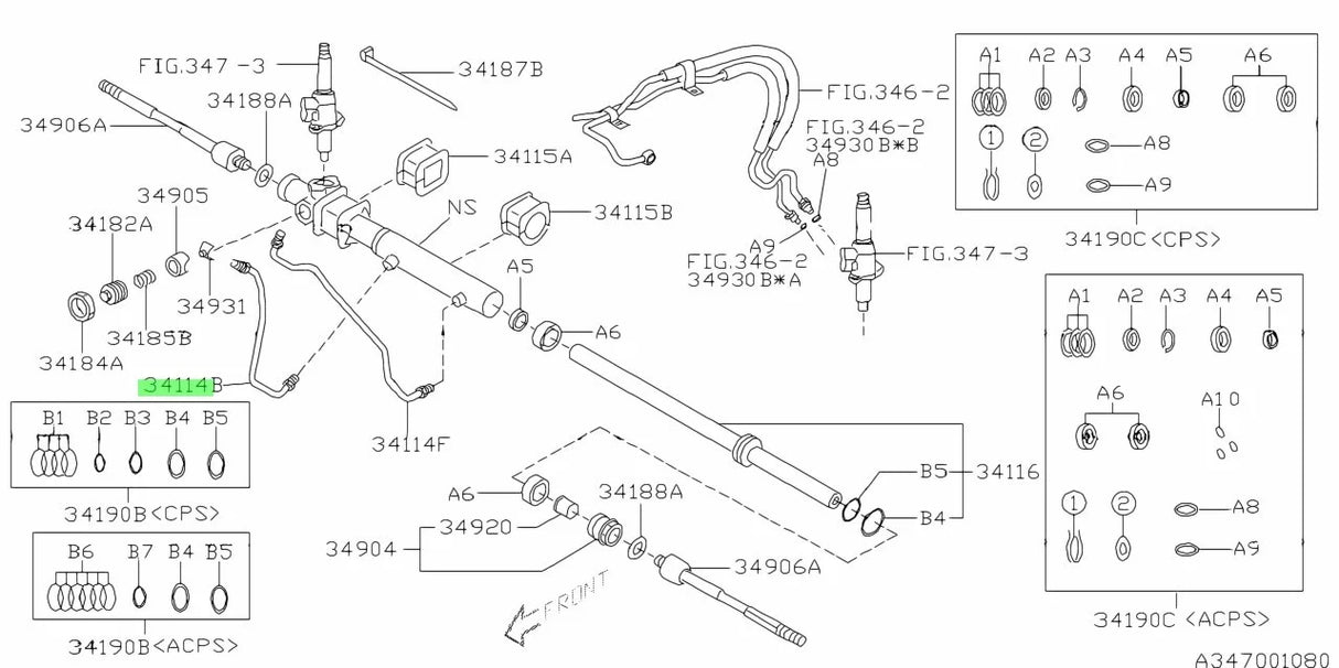 34114AE110 Subaru Steering Rack Hose 2001-2007