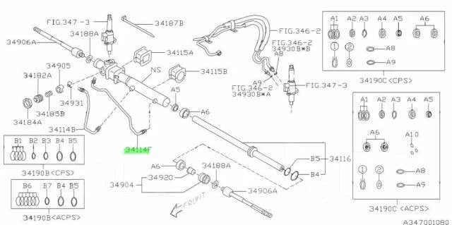 34114AE120 Subaru Steering Rack Hose 2001-2007