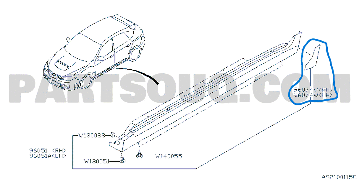 96052FG130 Subaru Hatchback Side Skirt Protector L/H 2008