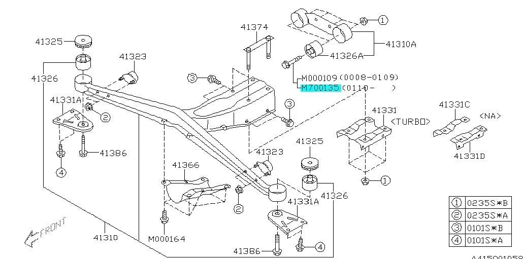 901700135 Subaru Rear Diff Mount Bracket Bolt M12