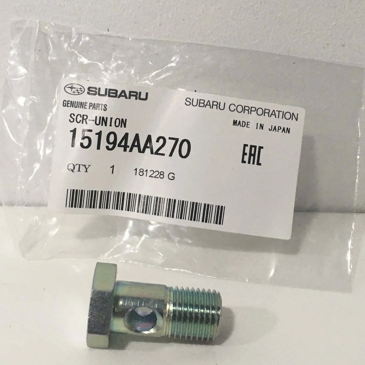 15194AA270 Subaru Banjo Bolt Cylinder Head Oil Pipe M12 2004 Onwards