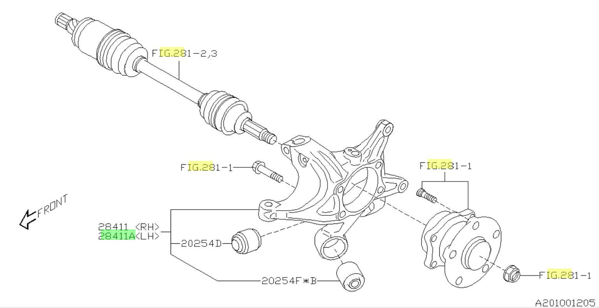 28411VA030 Subaru Rear Upright/Knuckle LH 2015 Onwards
