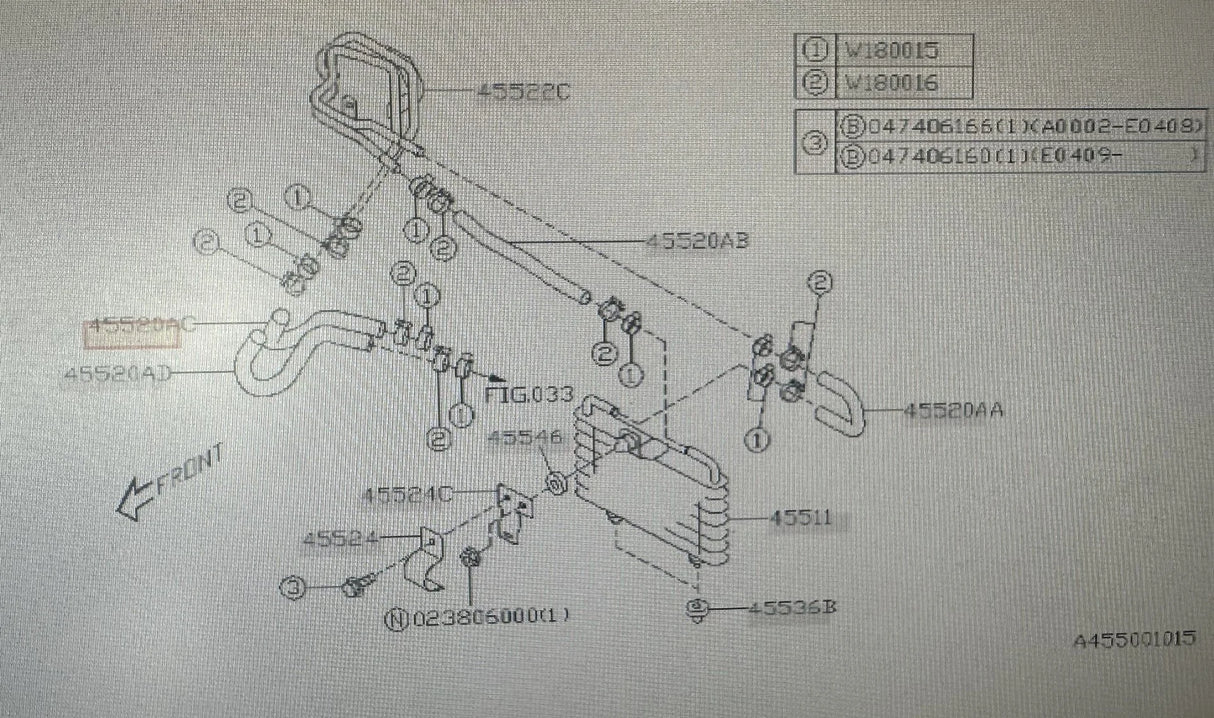 45520FE320 Subaru Oil Cooler Hose 2002-2007 (45520FE120)