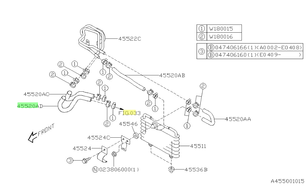45520FE330 Subaru Oil Cooler Hose Spec C 2002-2007