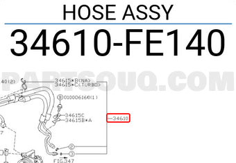 34610FE140 Subaru Power Steering Hose Assembly RHD 2001-2007
