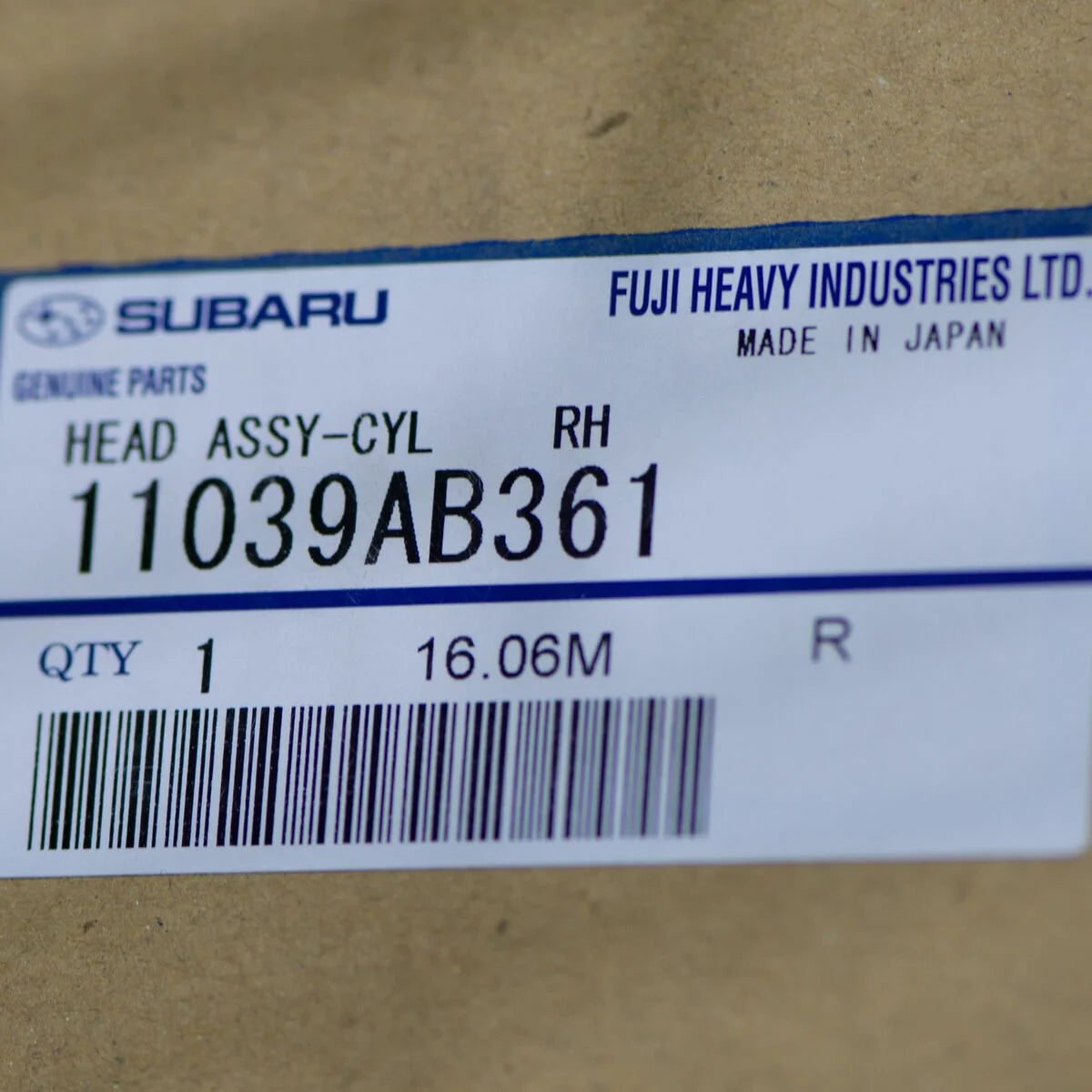 11039AB361 Subaru Cylinder Head 2ltr R/H WRX 2001-2005