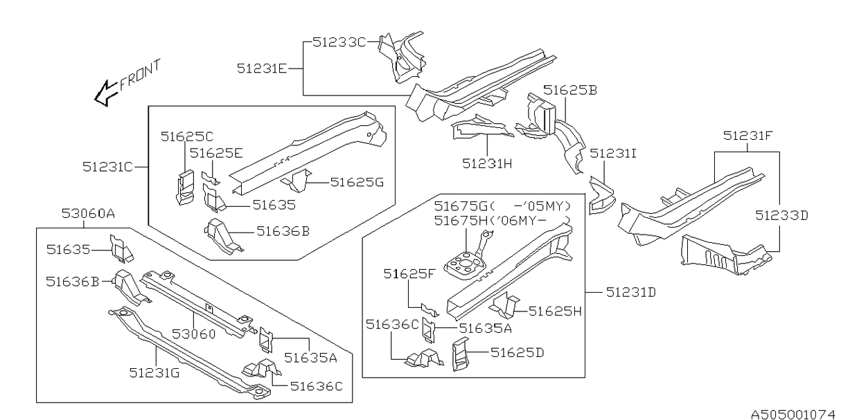 51620SA2909P Subaru Radiator Lower Front Panel 2003-2007