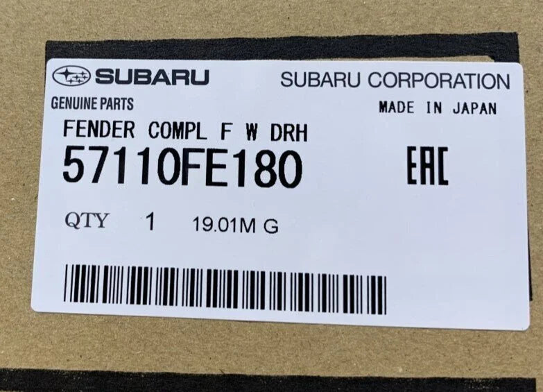 57110FE180 Subaru Front Wing Hawkeye R/H 2005-07