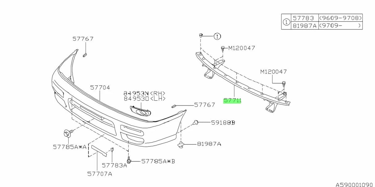 57760FA670 Subaru GC8 Front Bumper Cross Beam 1998-2000