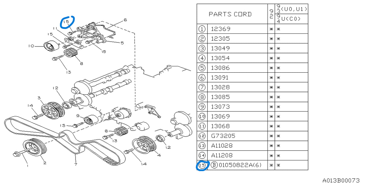 01050822A Subaru Tensioner Bracket Bolt