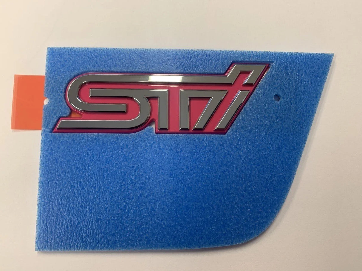 93073FE580 Subaru Pink STI Boot Badge 2004