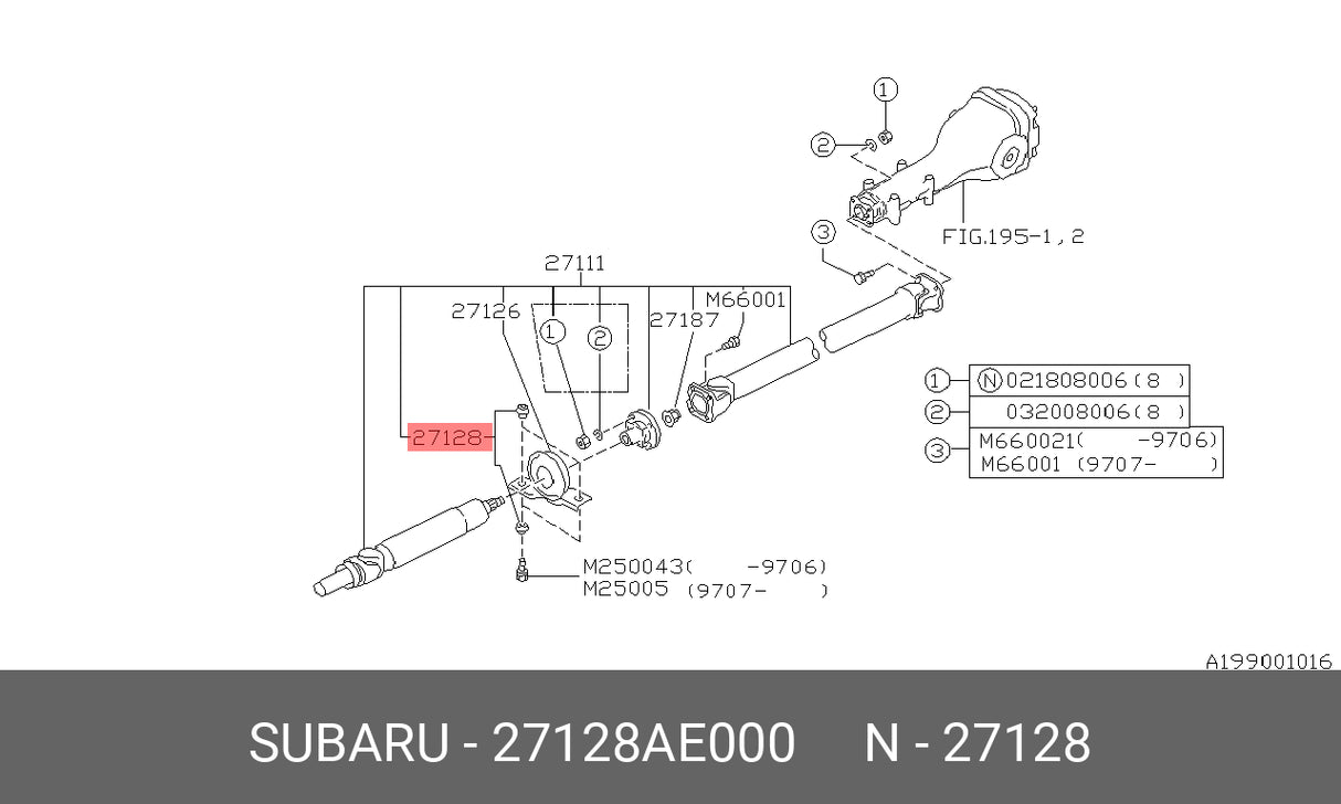 27128AE000 Subaru Prppshaft Bush 1990-1997