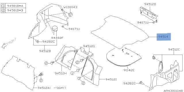 94514FE021 Subaru Boot Mat 2001-2007 (94514FE020)