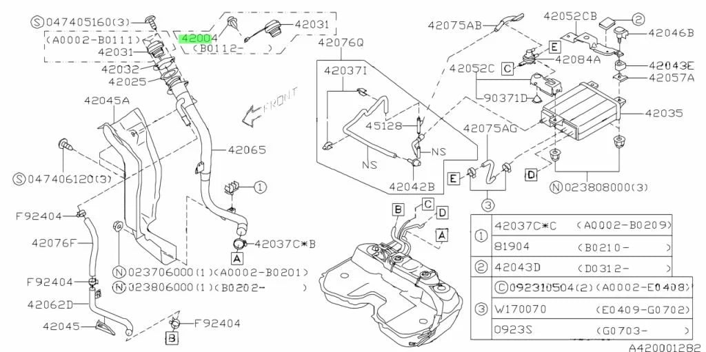 42034FC000 Subaru Fuel Filler Cap Strap Clip 1999-2002