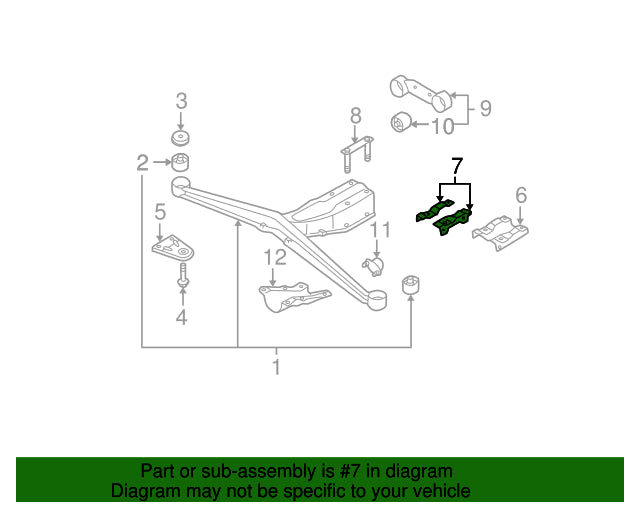 41331FE000 Subaru Rear Diff Mounting Beam RH 2001-2007