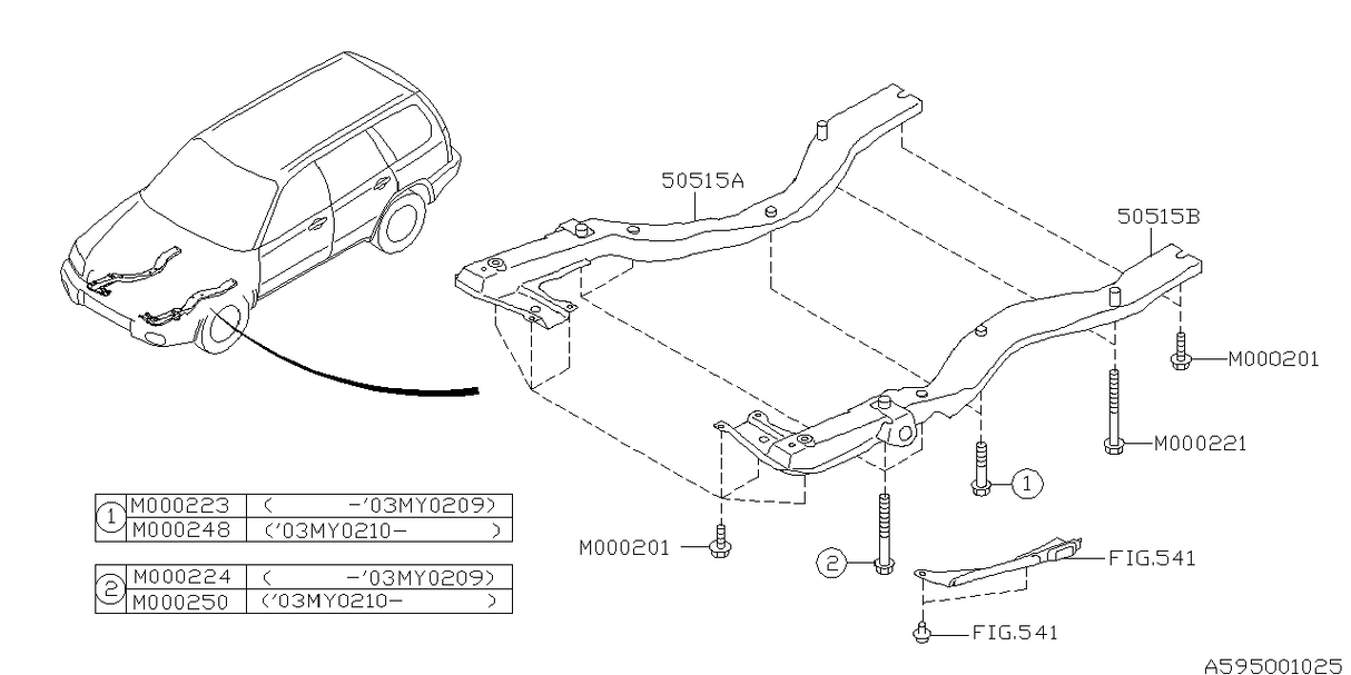 50515SA020 Subaru U Chassis Frame (Subframe) RH 2005-2007