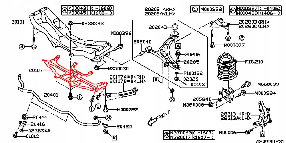 20107VA000 Subaru Front Crossmember Support Jacking Brace 2015-2021