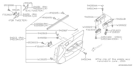 61282FG010 Subaru Front Door Inner Weather Strip L/H 2008-2014