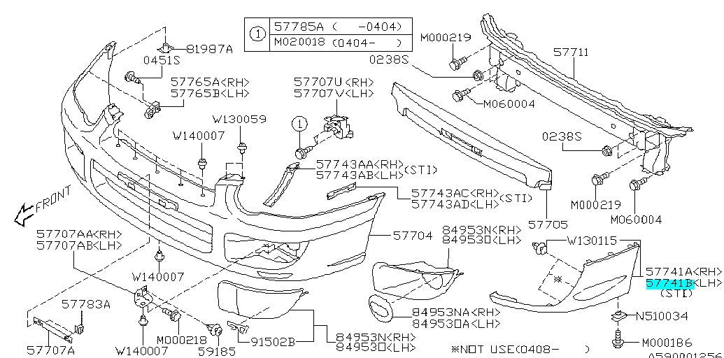57742FE011WG Subaru Front Bumper Winglets L/H STI 2003-2005