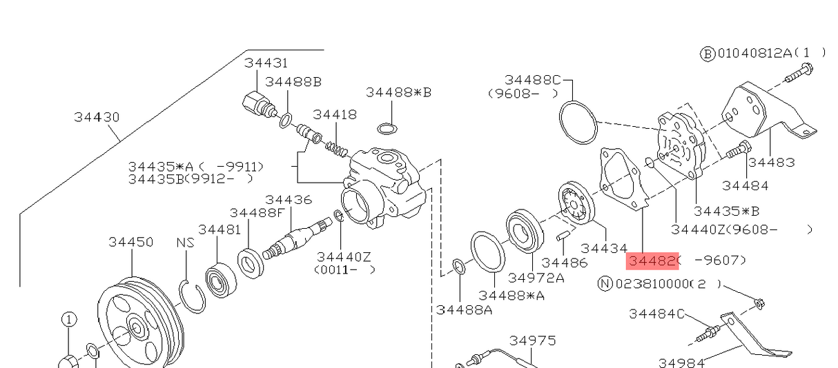 34425AA020 Subaru Power Steering Pump Gasket 1992-1996