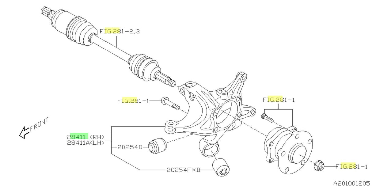 28411VA020 Subaru Rear Upright/Knuckle RH 2015 Onwards
