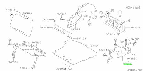 94510FA021 Subaru Boot Carpet Trim L/H 1992-2000