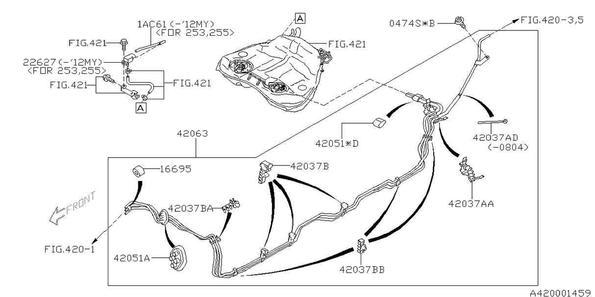 42063FG030 Subaru Fuel Line Centre 2008-2011