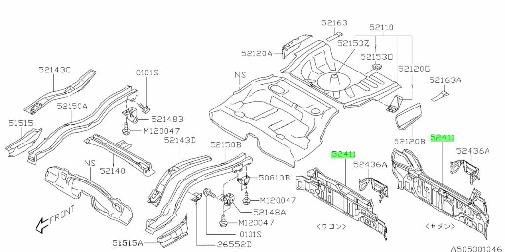 52411FE033 Subaru Back Panel / Skirt 2005-2007
