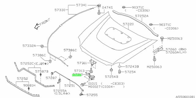 57310FE070 Subaru Hawkeye Bonnet Latch 2005-2007