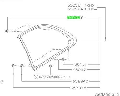 65225FA070 Subaru Rear Quarter Window Molding Clip (A) 1996-2000