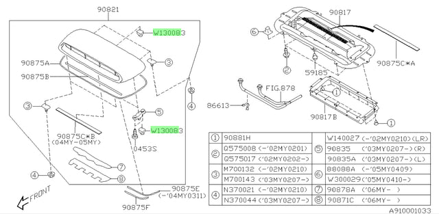 909130083 Subaru Bonnet Scoop Slider Clips D9 2002 Onwards