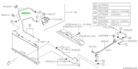 45162FC090 Subaru Header Tank to Radiator Over Flow Hose