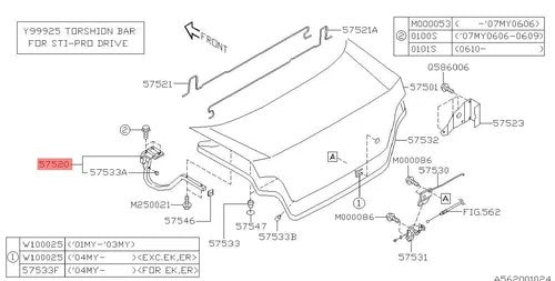 57520FE100 Subaru Boot Hinge RH & LH 2001-2007