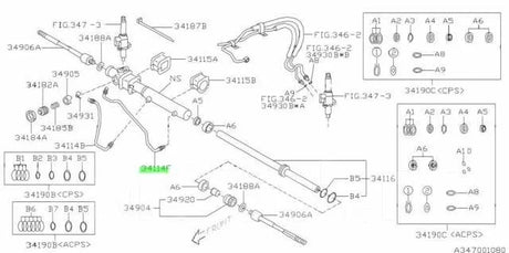 34114AE120 Subaru Steering Rack Hose 2001-2007