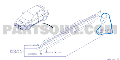 96052FG130 Subaru Hatchback Side Skirt Protector L/H 2008