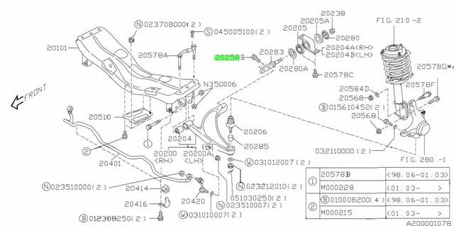 20217FA200 Subaru Front Suspension Bolt 2004-2007