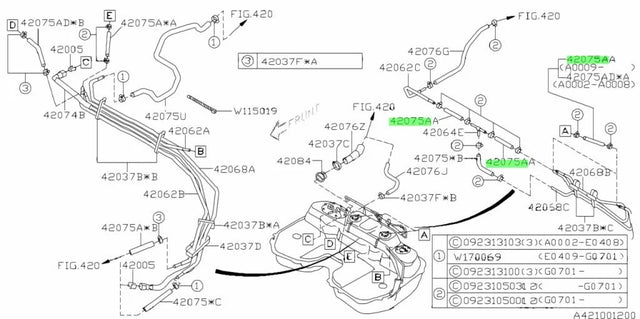 42075FE260 Subaru Fuel Tank Hose 60x11x6 2001-2007