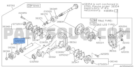 806225320 Subaru Rear Diff Pinion Shaft Ball Bearing (R160 & R180)
