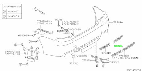 57731FG430 Subaru Rear Bumper R/H Cover 2011-2014
