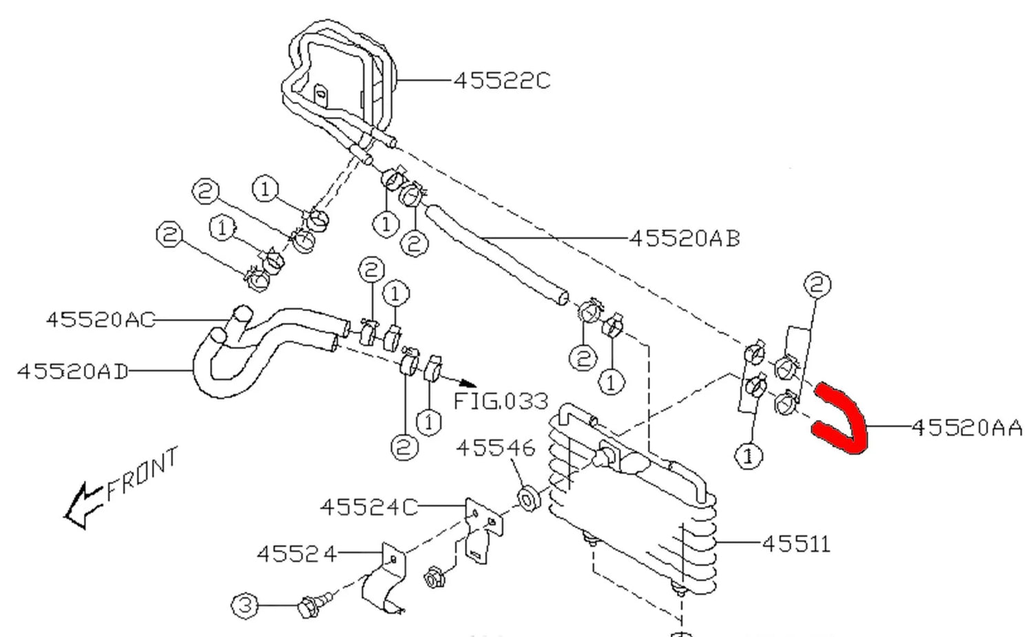 45520FE300 Subaru Oil Cooler Hose 2002-2007