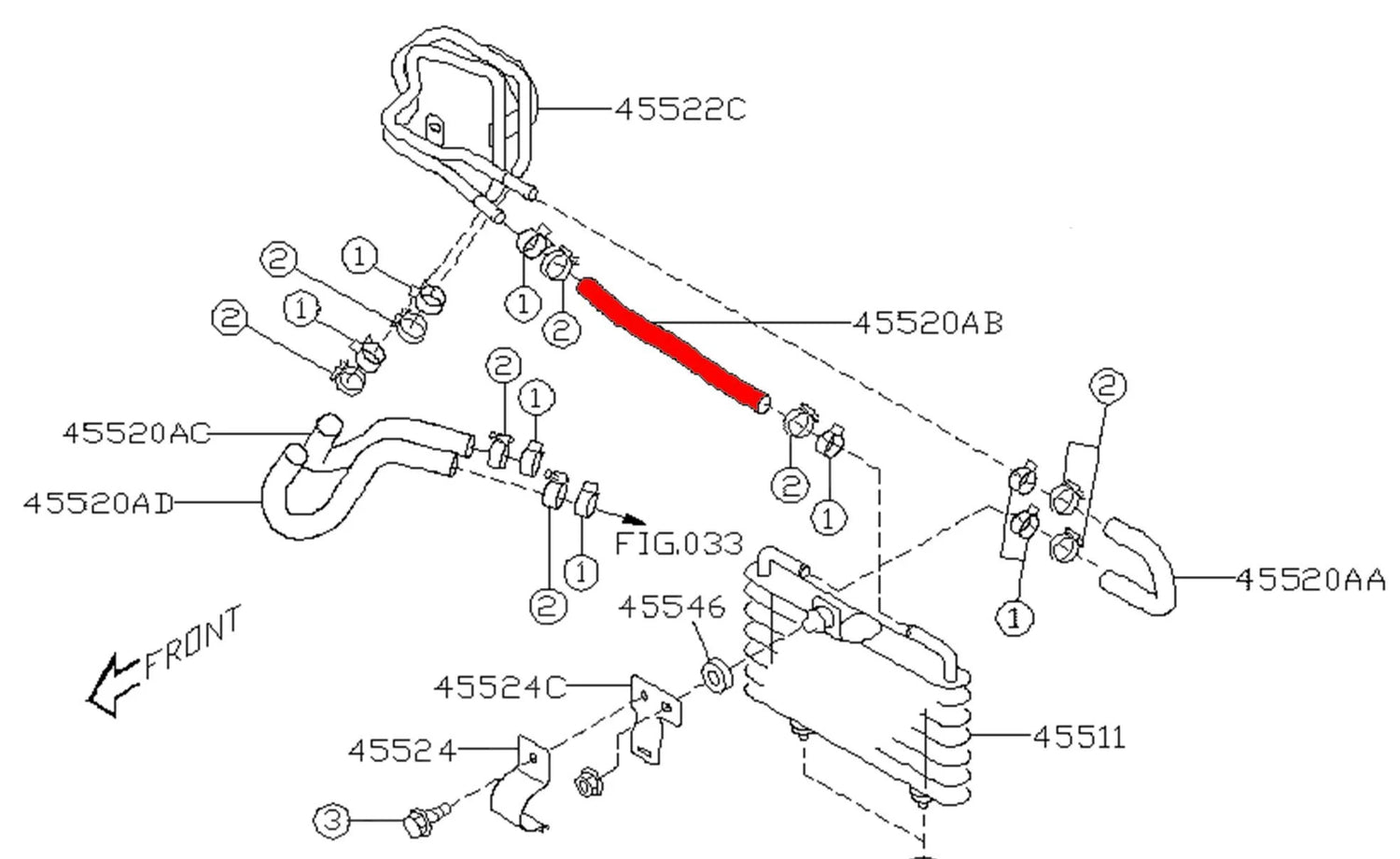 45520FE310 Subaru Oil Cooler Hose 2002-2007